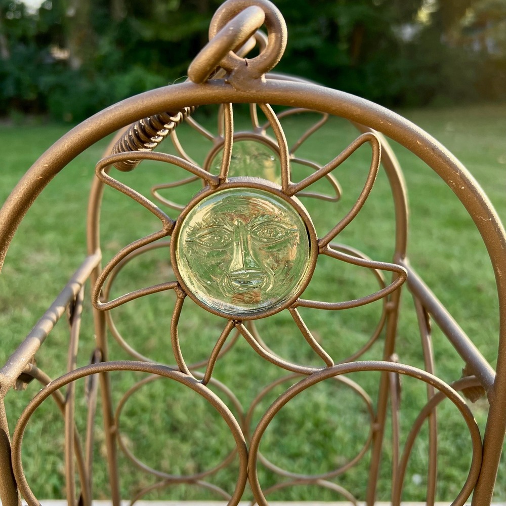 Vintage Celestial Sun With Face Iron Wine Rack - Picture 6 of 14